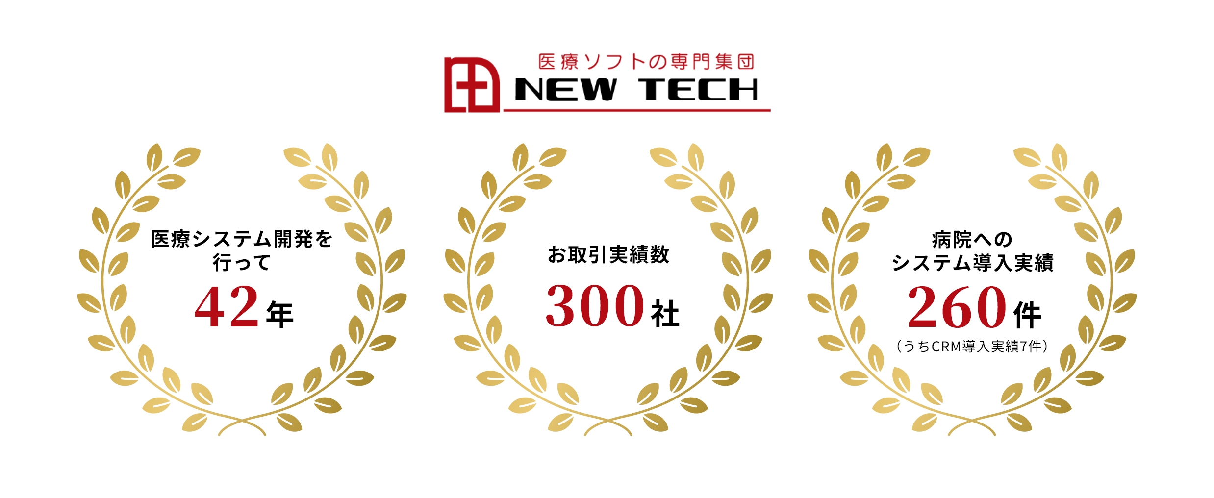 医療ソフトの専門集団NEWTWCH医療システム開発を行って42年お取引実績数300社病院へのシステム導入実績260件（うちCRM導入実績7件）